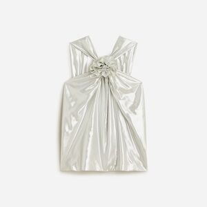 J. Crew Metallic Silver Halter Camisole with Rosette